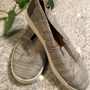 Grey and White Patterned Slip on TOMS